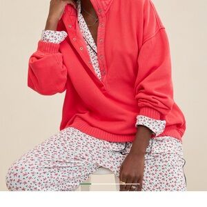 Aerie Women's V-Neck Sweater in Coral Red